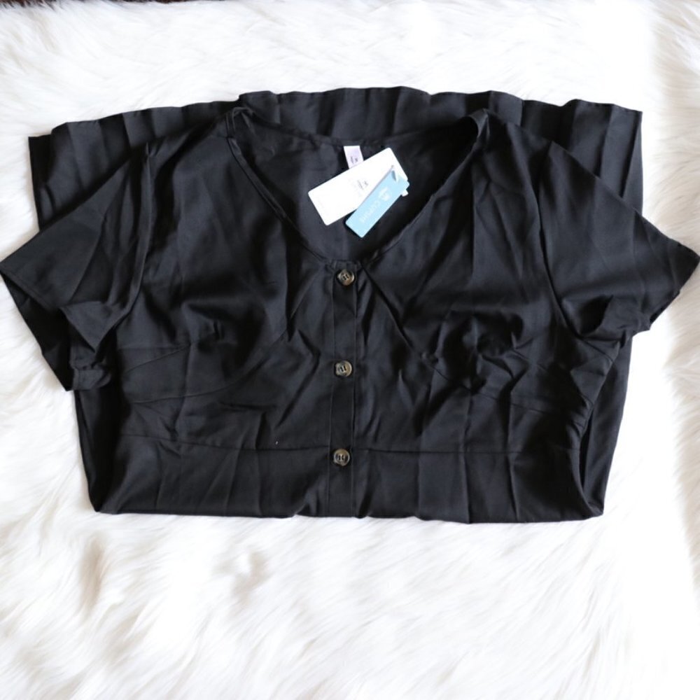 NEW Plus Size Black Beach Mini Cover Up Dress Size 2X